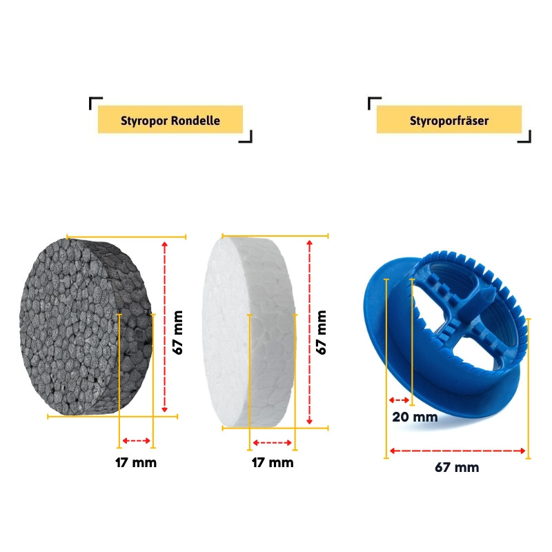 STRÜBER WDVS SET (Dämmstoffdübel mit Metalldorn + Styropor Rondelle + Styroporfräser)