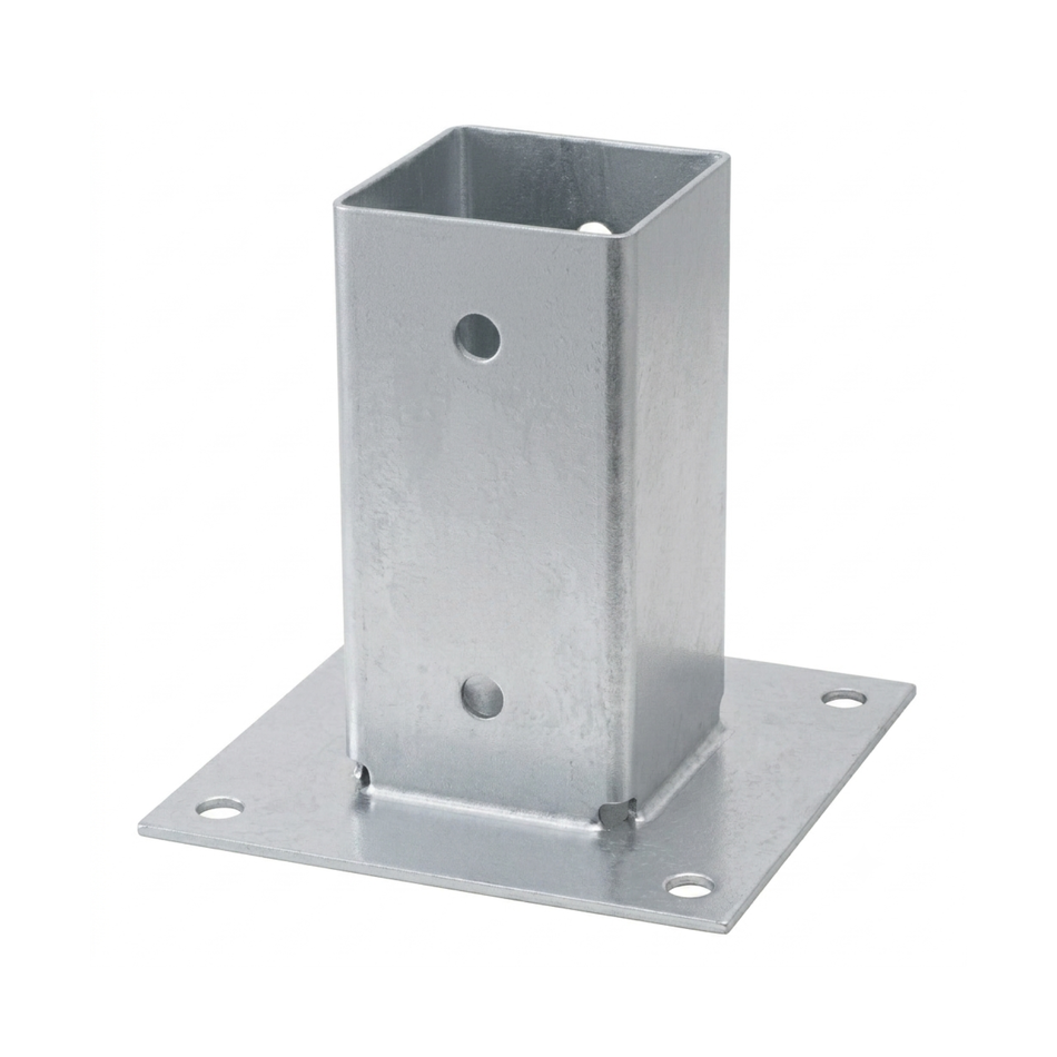STRÜBER Aufschraubhülse 70 x 70 mm x 150 mm - Feuerverzinkte Pfostenhülse mit Dübelplatte