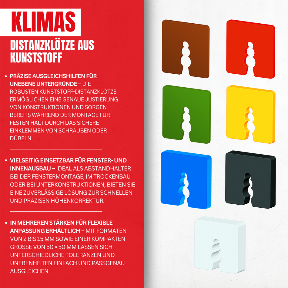 Distanzklötze aus Kunststoff (Braun – 2mm / 50 Stück) 