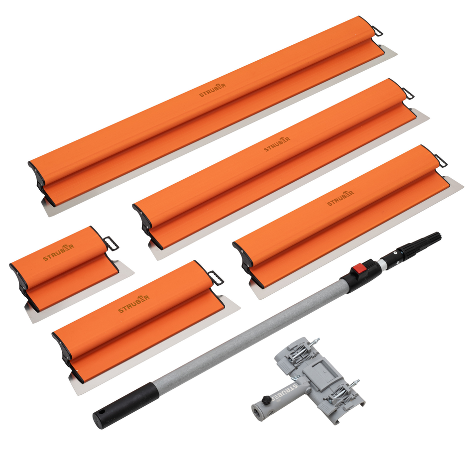 STRÜBER Flächenspachtel 1000 mm mit handlichem Alu-Griff und austauschbarem Edelstahlblatt 0,3 mm - Dekorspachtel für Trockenbau – Fassadenspachtel