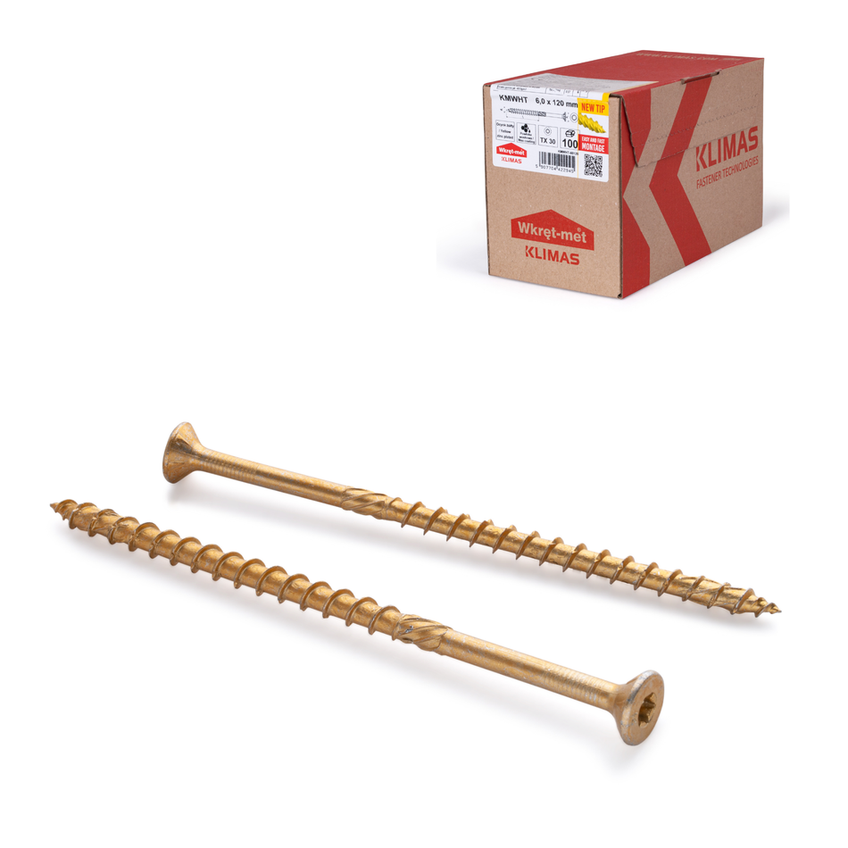 KLIMAS Holzschrauben 3,5x40 mm / 500 Stk. - Spanplattenschrauben mit Senkkopf und Torx-Antrieb - Gelb verzinkte Universalschrauben