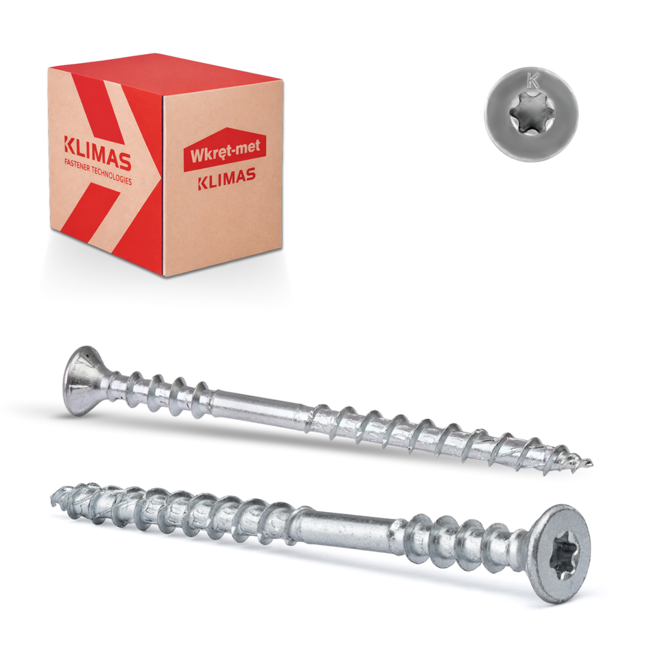 KLIMAS Justierschrauben 6x60 mm / 200 Stk. - Distanzschrauben mit Senkkopf und Torx-Antrieb