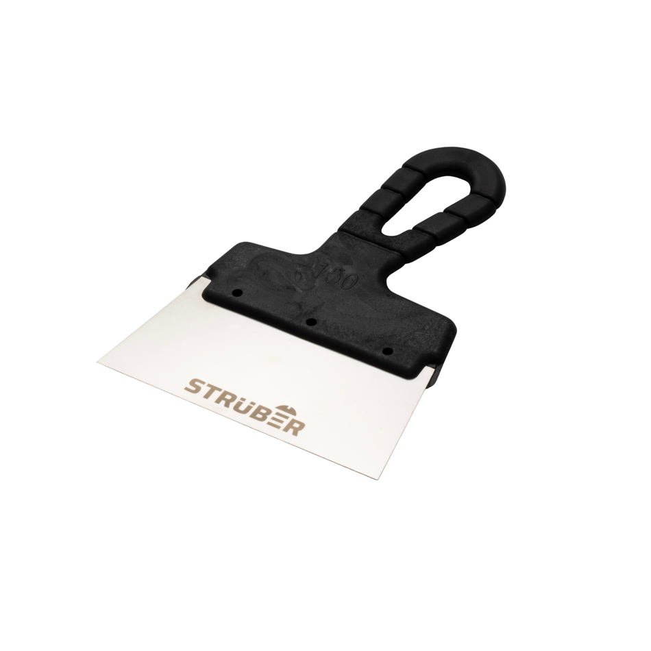 STRÜBER Flächenspachtel 150mm - Fassadenspachtel mit Edelstahlblatt und Kunststoffgriff