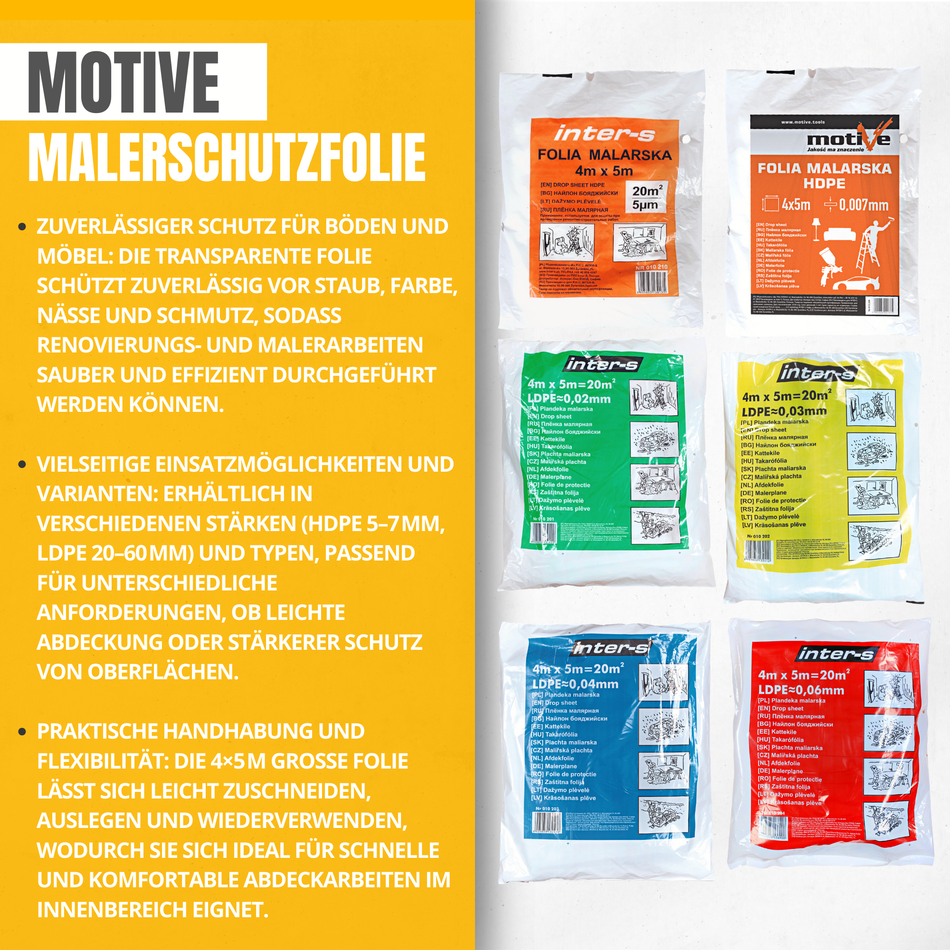 Malerschutzfolie 4x5m / HDPE / 5 my