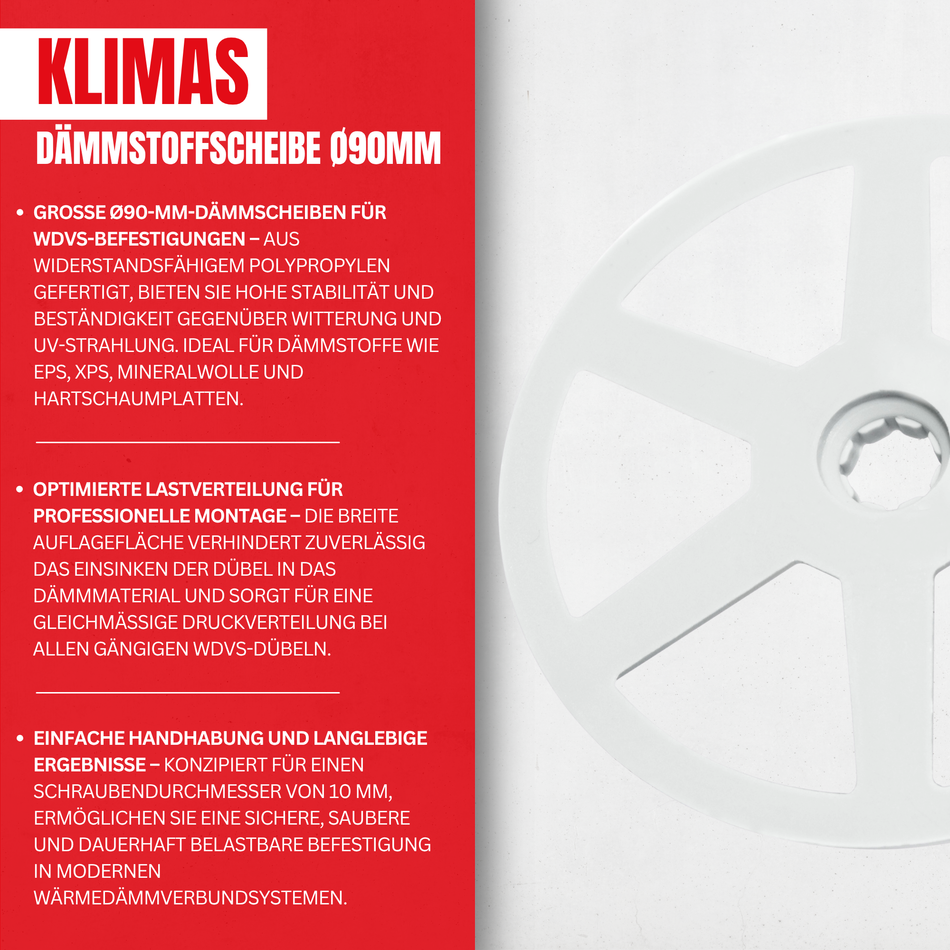Dämmstoffscheibe Ø90mm - Dübelteller für WDVS