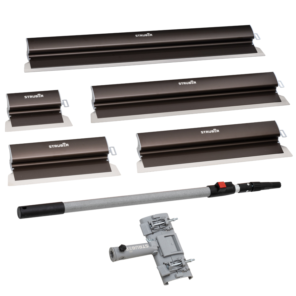 STRÜBER Flächenspachtel 250 mm mit handlichem Alu-Griff und austauschbarem Edelstahlblatt 0,3 mm - Dekorspachtel für Trockenbau – Fassadenspachtel