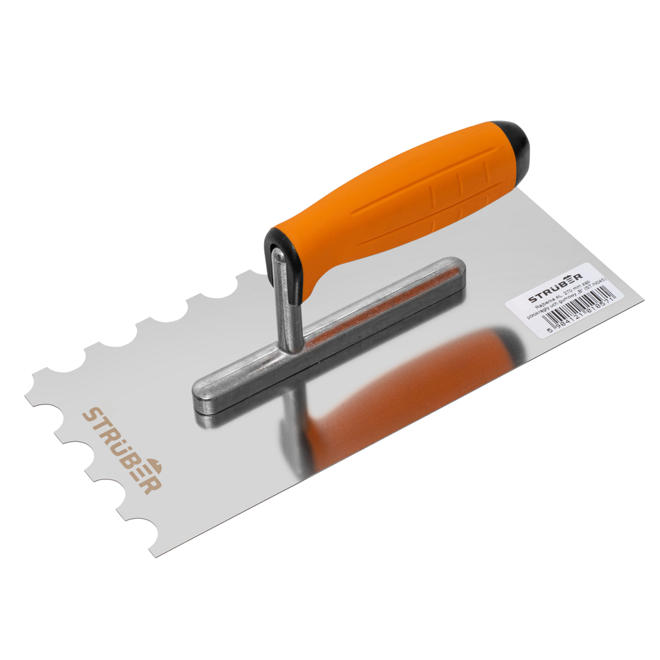STRÜBER Zahnkelle mit halbrunder Zahnung (270 x 130 mm) - Edelstahlblatt und Softgriff