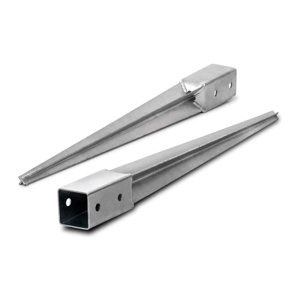 STRÜBER Einschlagbodenhülse 71 x 71 mm / Länge 750 mm - Feuerverzinkt Pfostenträger - Einschlaghülse für Vierkantholzpfosten - Stahl Bodenhülse