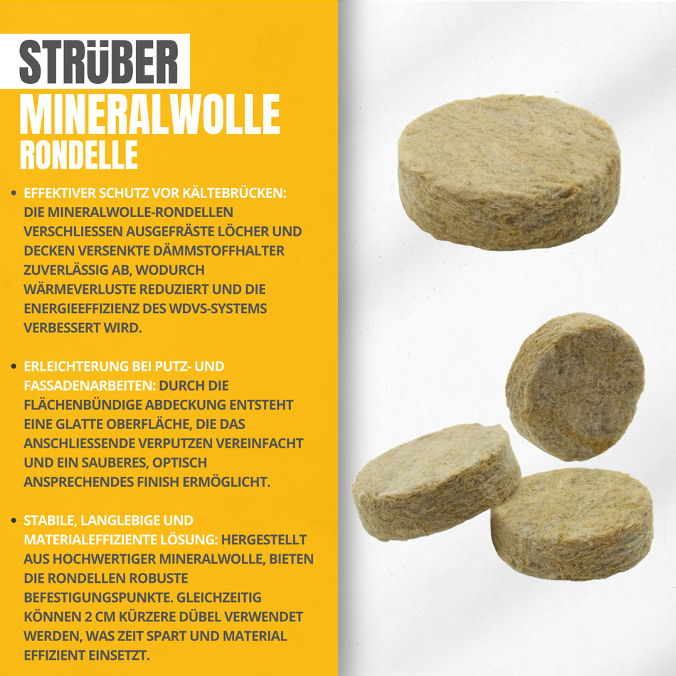 STRÜBER Mineralwolle Rondelle 100 Stk. / Scheiben für WDVS