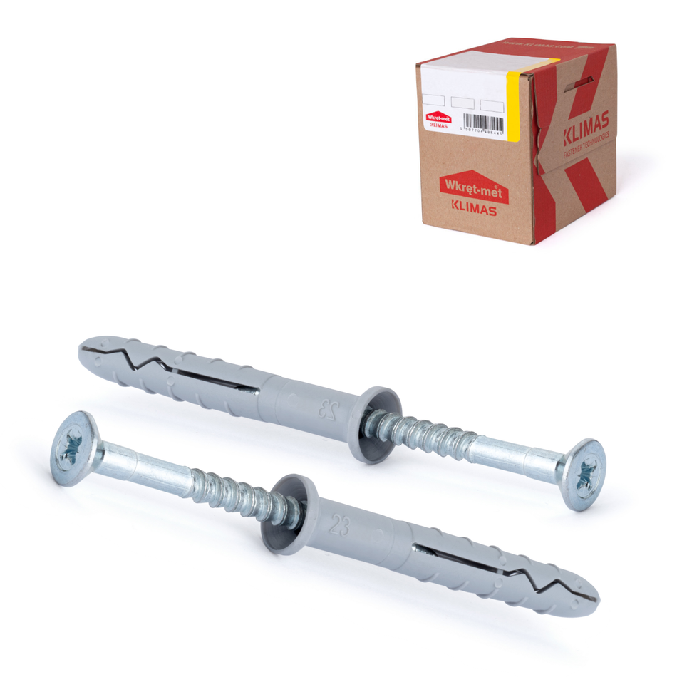 KLIMAS Nageldübel 10x140 mm / 50 Stück - Schnellmontage Schlagdübel mit Senkkopfschrauben