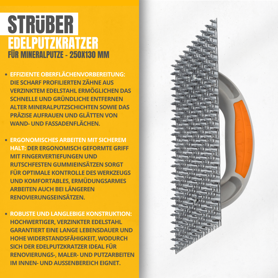 STRÜBER Edelputzkratzer für Mineralputze 250x130 mm