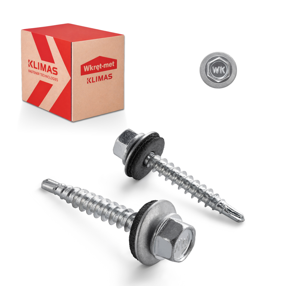 KLIMAS Trapezblechschrauben 4,8x25 mm / 250 Stk. / RAL Verzinkt – Selbstbohrende Bohrschrauben mit Dichtscheibe