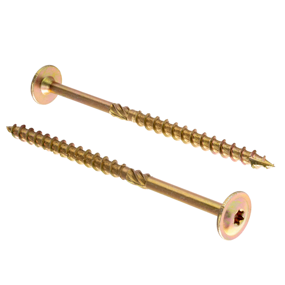 STRÜBER Tellerkopfschrauben 8x200 mm / 50 Stk. - Holzschrauben mit Torx-Antrieb - Gelb verzinkte Konstruktionsschrauben